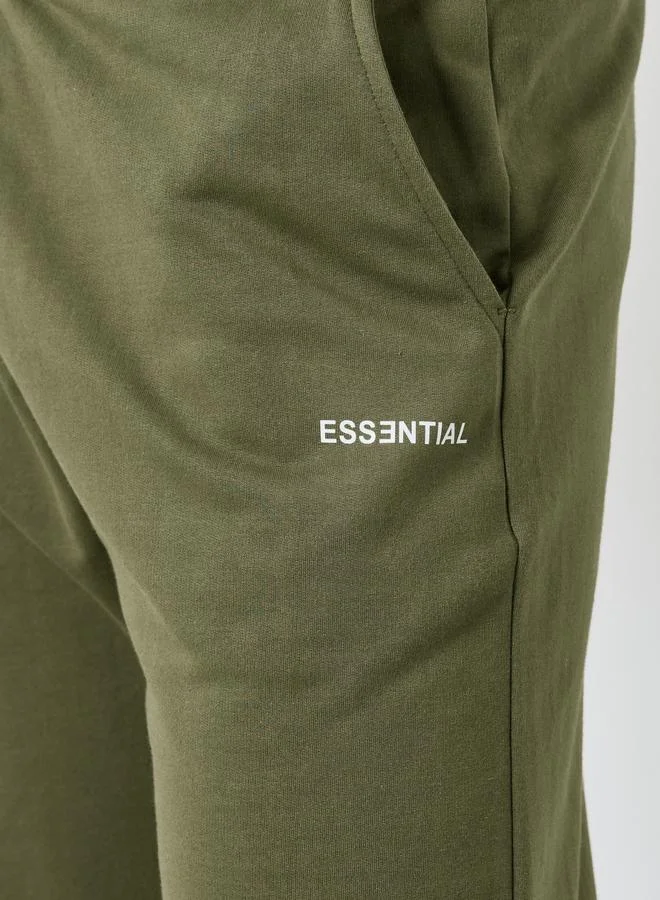 Styli Men Olive Green Essential Slogan Joggers